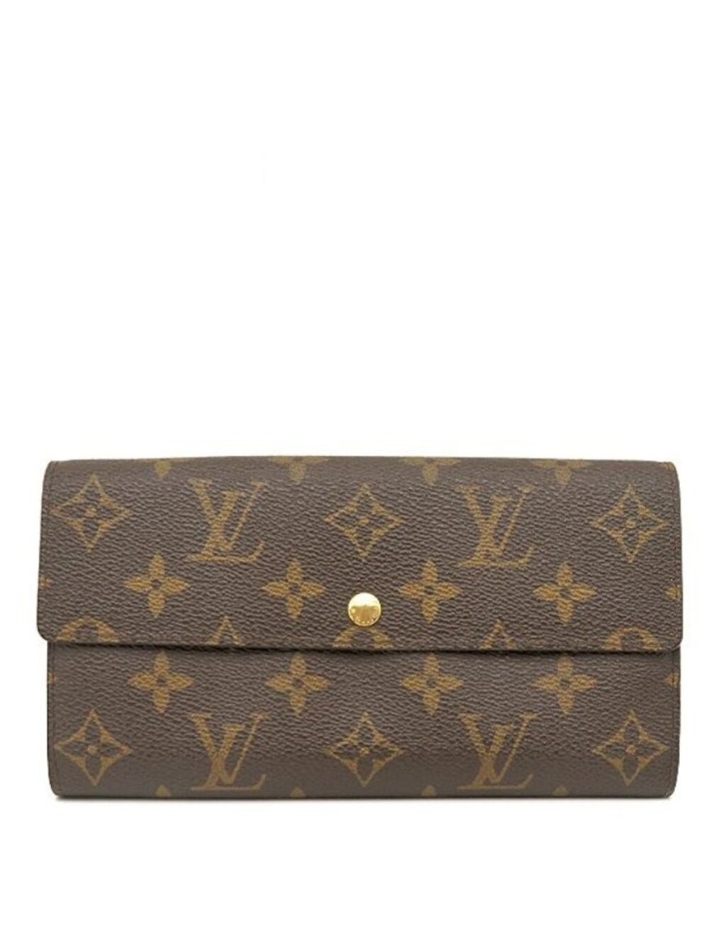 Louis Vuitton Wallet Portefeuille Sarah Monogram Canvas Gold Brown Bifold